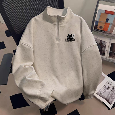 颖膝美式扎染半拉链立领卫衣男款