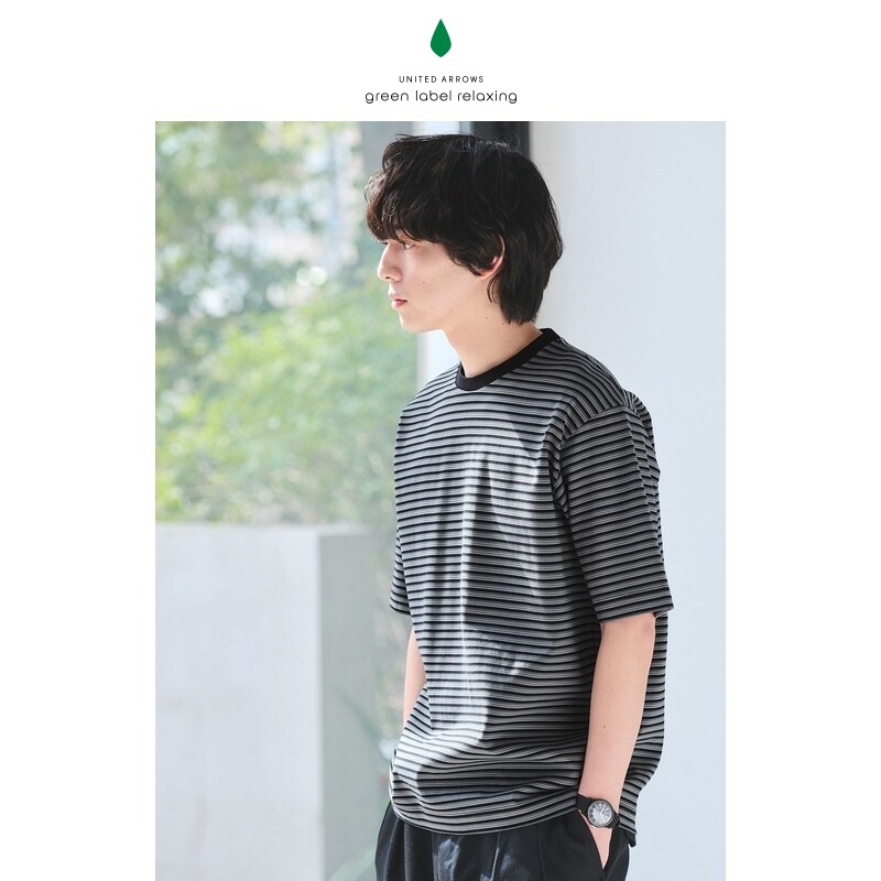 green label relaxing 2026夏季新品 男装 纯棉条纹圆领短袖T恤