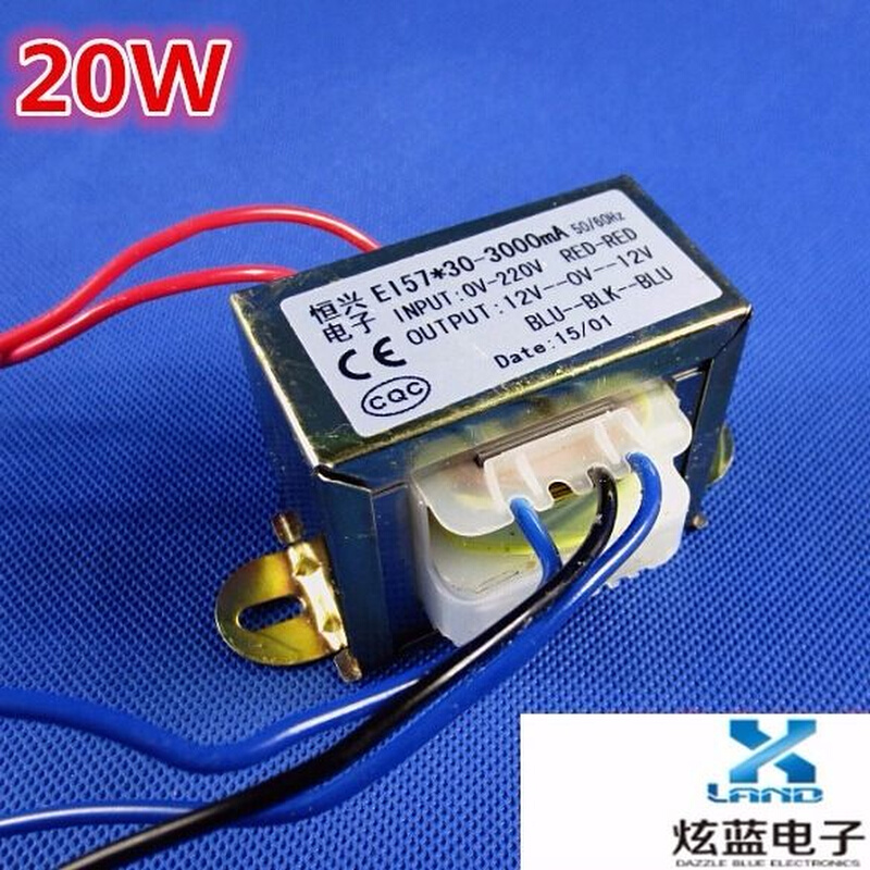 ac 交流220v变双12v变压器 20w 长57宽30高50mm 纯铜线 低音音
