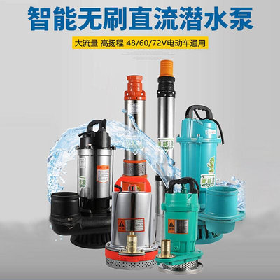 大口径电动车水泵12V248V抽60无24V直流潜水泵V7刷农用灌溉机家用