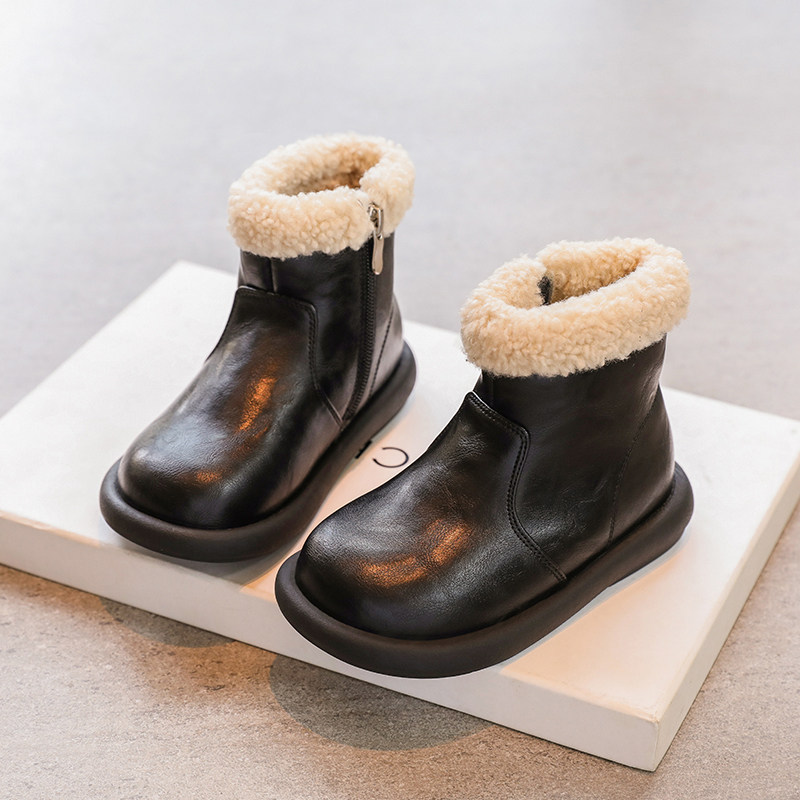真皮女童雪地靴2025冬季新款儿童加绒短靴加厚棉鞋女宝保暖马丁靴,童鞋/婴儿鞋/亲子鞋,皮靴,淘宝优惠券,粉丝福利购,淘宝优惠卷