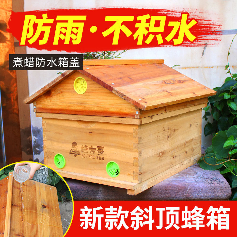 斜顶蜂箱 十框小型标准中蜂蜂箱 蜜蜂煮蜡箱盖杉木诱峰箱养蜂专用