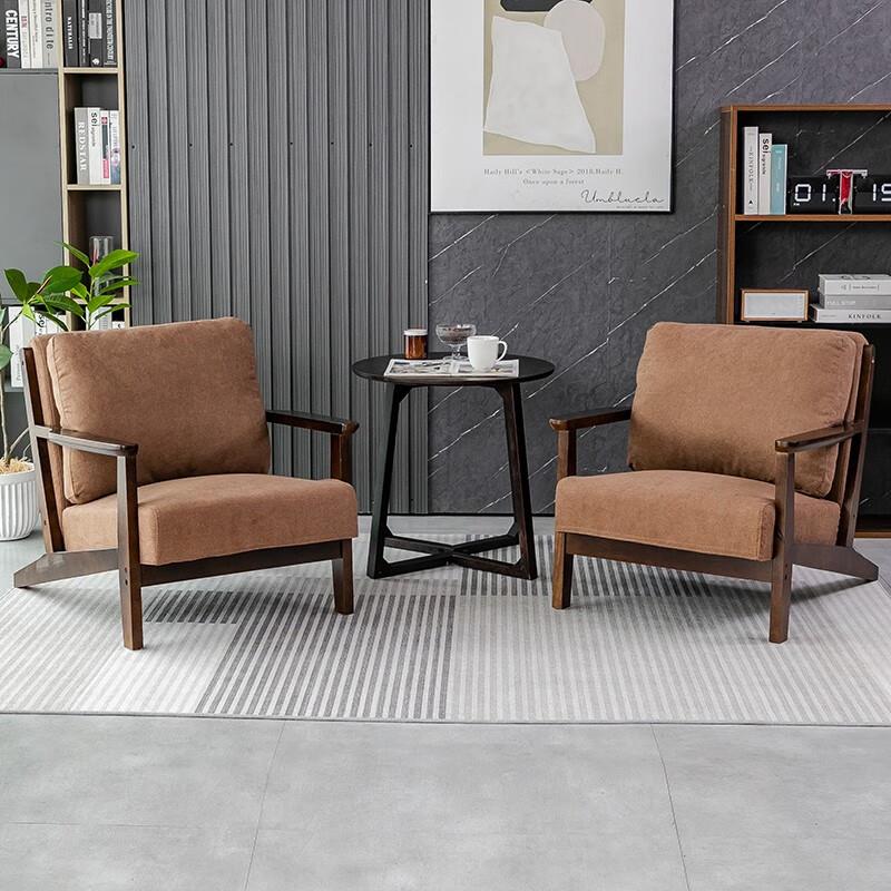 阿拉蕾北欧实木单人休闲沙发椅阳台日式原木风设计师款会客洽谈极