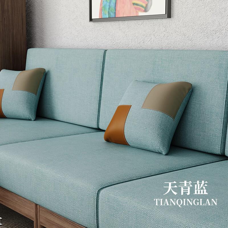 蓝羽蝶 海绵沙发垫加硬50D高密度防滑坐垫 简约纯色棉麻乳胶椰棕