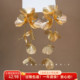 晚棠MIN 耳饰耳钉A122 金色花朵耳环国风长款 精品 新中式