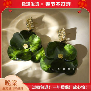 晚棠studio森林一丛超仙法式复古耳钉花朵纯白之美A062/A063