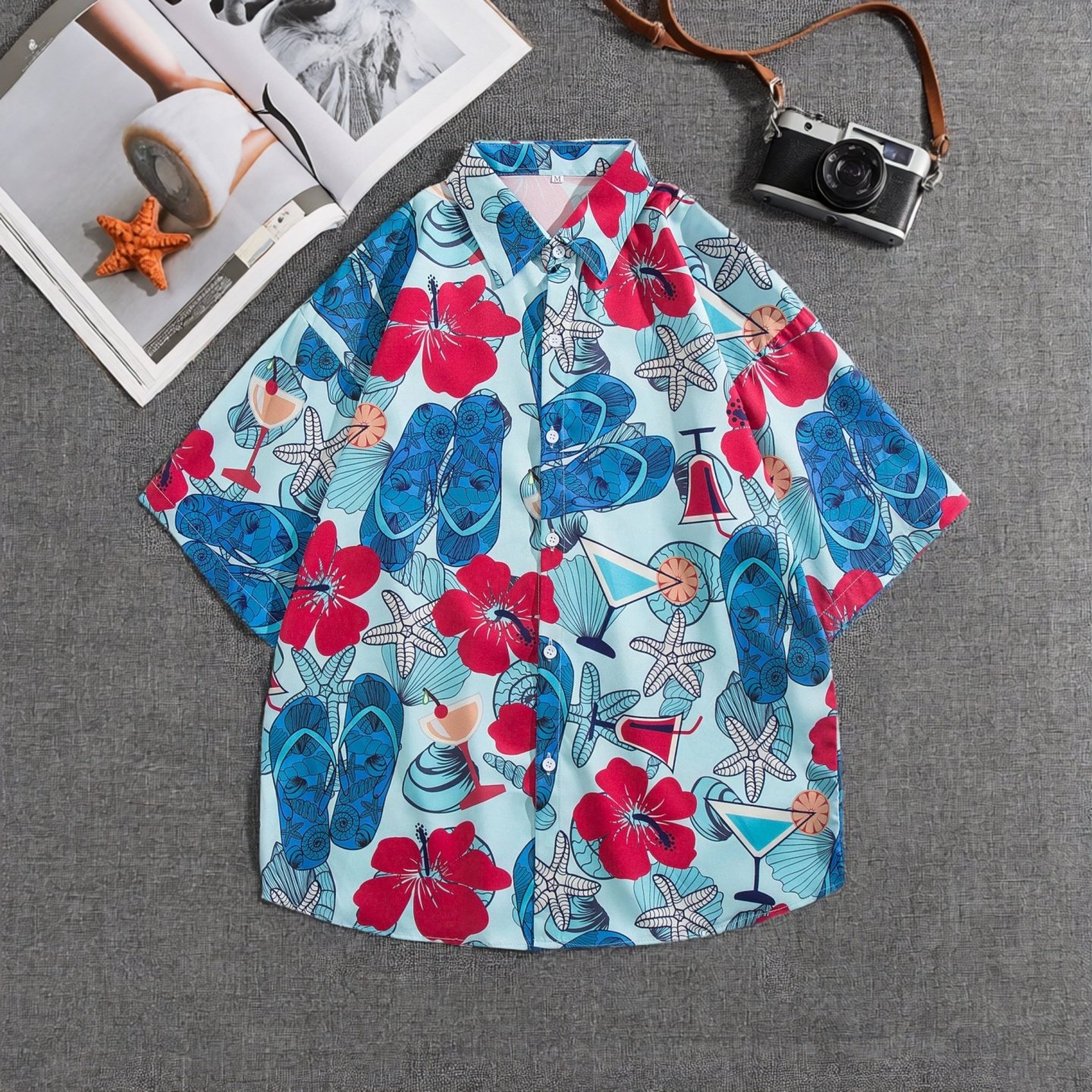 夏季男士花衬衫复古港风短袖休闲沙滩情侣花衬衣大码网红宽松外套,男装,衬衫,淘宝优惠券,粉丝福利购,淘宝优惠卷