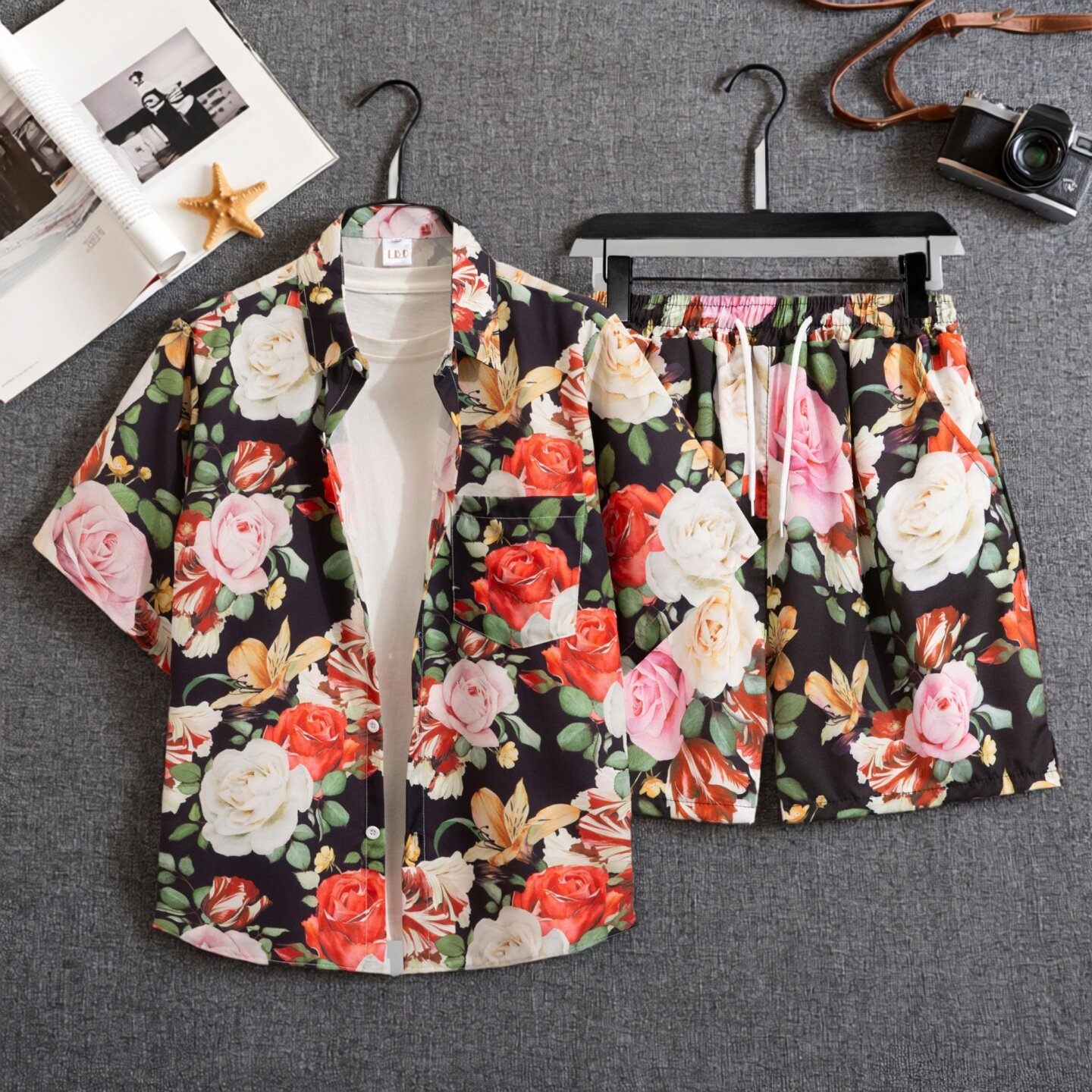 夏威夷风沙滩情侣短袖套装