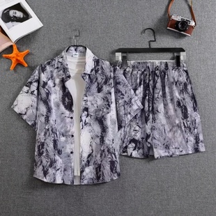 套装 男夏威夷沙滩短袖 衬衣情侣装 泰式 夏装 短裤 2025新款 外套 花衬衫