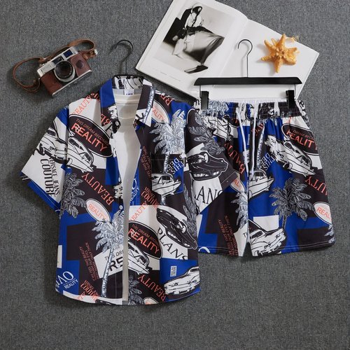 巴厘岛度假泰式复古花衬衫套装