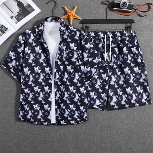 短裤 套装 泰国夏威夷泼水节云南衬衫 短袖 沙滩度假男女情侣 花衬衫