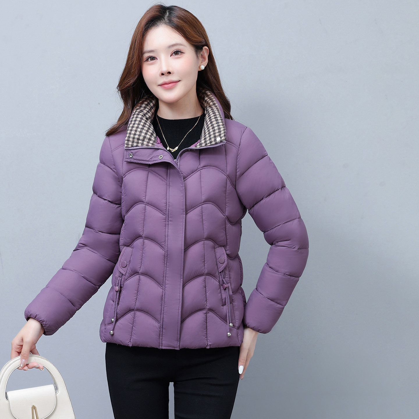 冬季中老年女短款加厚棉服外套