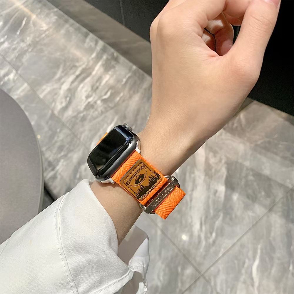 适用于苹果iwatch手表带s10ultra/2/3户外风尼龙魔术贴编织腕带
