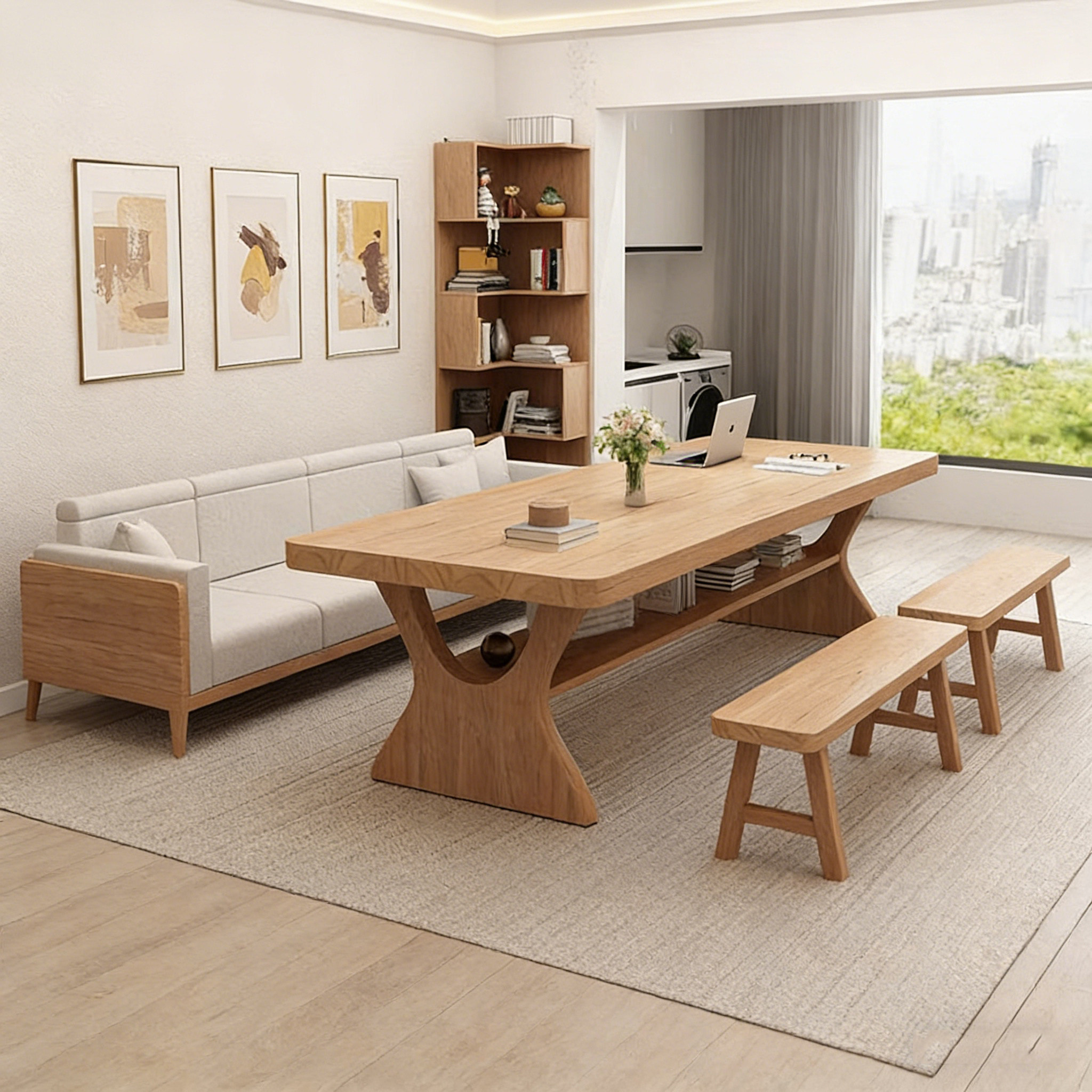 客厅实木双层大长书桌家用工作台办公桌休闲大板桌沙发多人学习桌,住宅家具,书桌,淘宝优惠券,粉丝福利购,淘宝优惠卷