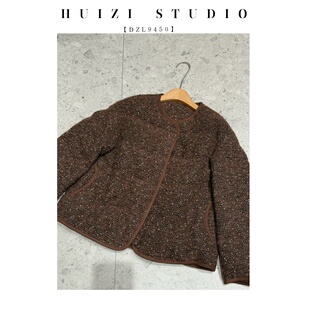 定制纱线 宽松绵羊毛鹅绒羽绒服圆领细闪外套女    735917