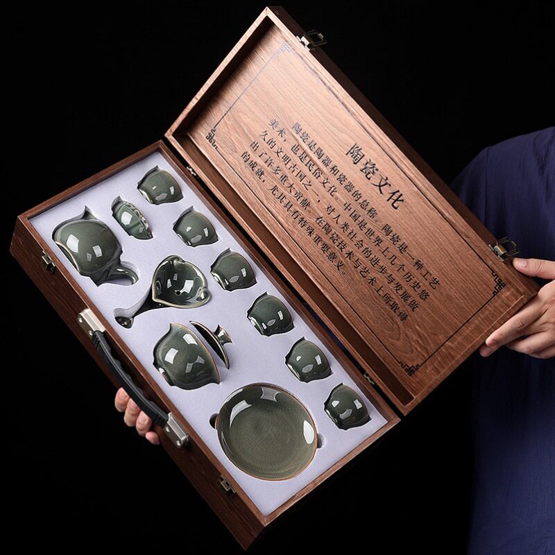 锋燕陶瓷哥窑茶具套装礼整套茶具