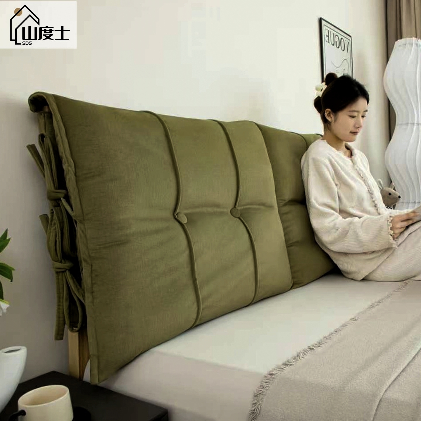 德芙绒森系床头套罩软包改造实木床上靠枕卧室防撞可拆洗靠垫背