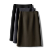 半身裙女冬季 2025新款 毛呢半裙开叉一步裙显瘦包臀裙百搭气质中裙