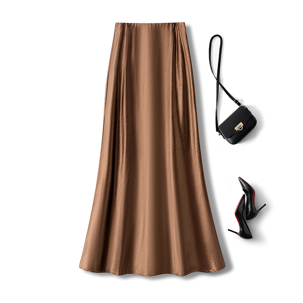 丝滑缎面醋酸鱼尾半身裙女春秋季2026新款高级垂感荷叶边包臀长裙,女装/女士精品,半身裙,淘宝优惠券,粉丝福利购,淘宝优惠卷