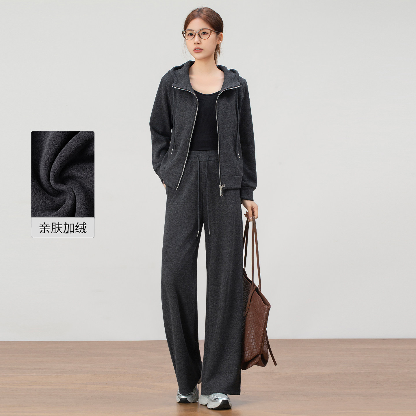 时尚休闲运动套装女秋冬2025年新款加绒连帽卫衣外套阔腿裤两件套,女装/女士精品,休闲运动套装,淘宝优惠券,粉丝福利购,淘宝优惠卷