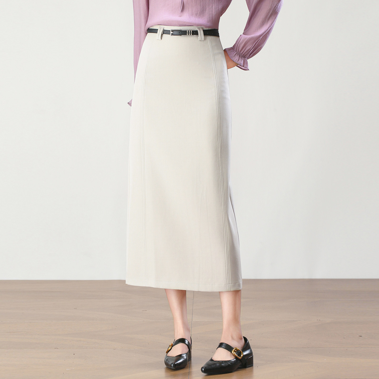 轻熟高腰西装半身裙长裙女2026春夏新款通勤直筒中长款开叉一步裙