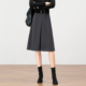 极简风毛呢半身裙女秋冬季 2025新款 灰色气质通勤高腰显瘦A字中裙