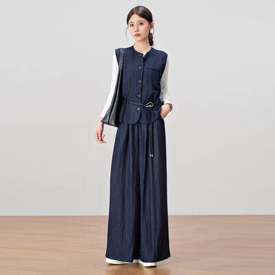 高级感一整套ootd穿搭套装女士秋季打底衫马甲裤子气质优雅三件套