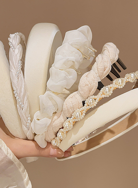 小香风白色发箍女款高级感洋气时尚头箍2025年新款高颅顶发卡头饰