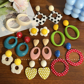 时尚 复古港风彩色耳环女款 轻奢高级感耳钉2025新款 夸张气质耳饰