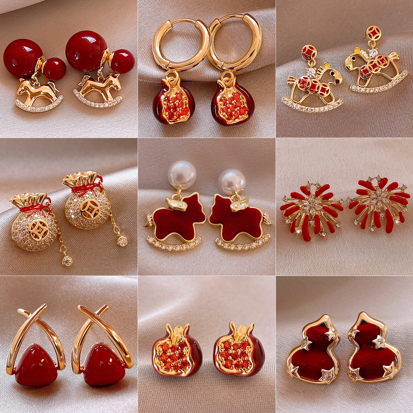 新年红色耳环女秋冬高级感过年耳钉2026年新款本命年喜庆耳坠耳饰,饰品/流行首饰/时尚饰品新,耳钉,淘宝优惠券,粉丝福利购,淘宝优惠卷