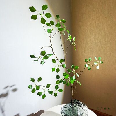 大号绿植观音莲叶落地大树枝花瓶客厅玄关柜树叶花玄关柜摆件
