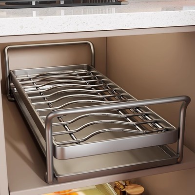 碗碟收纳架厨房置物架抽屉内置碗盘沥水架新型可抽拉大容量碗架子