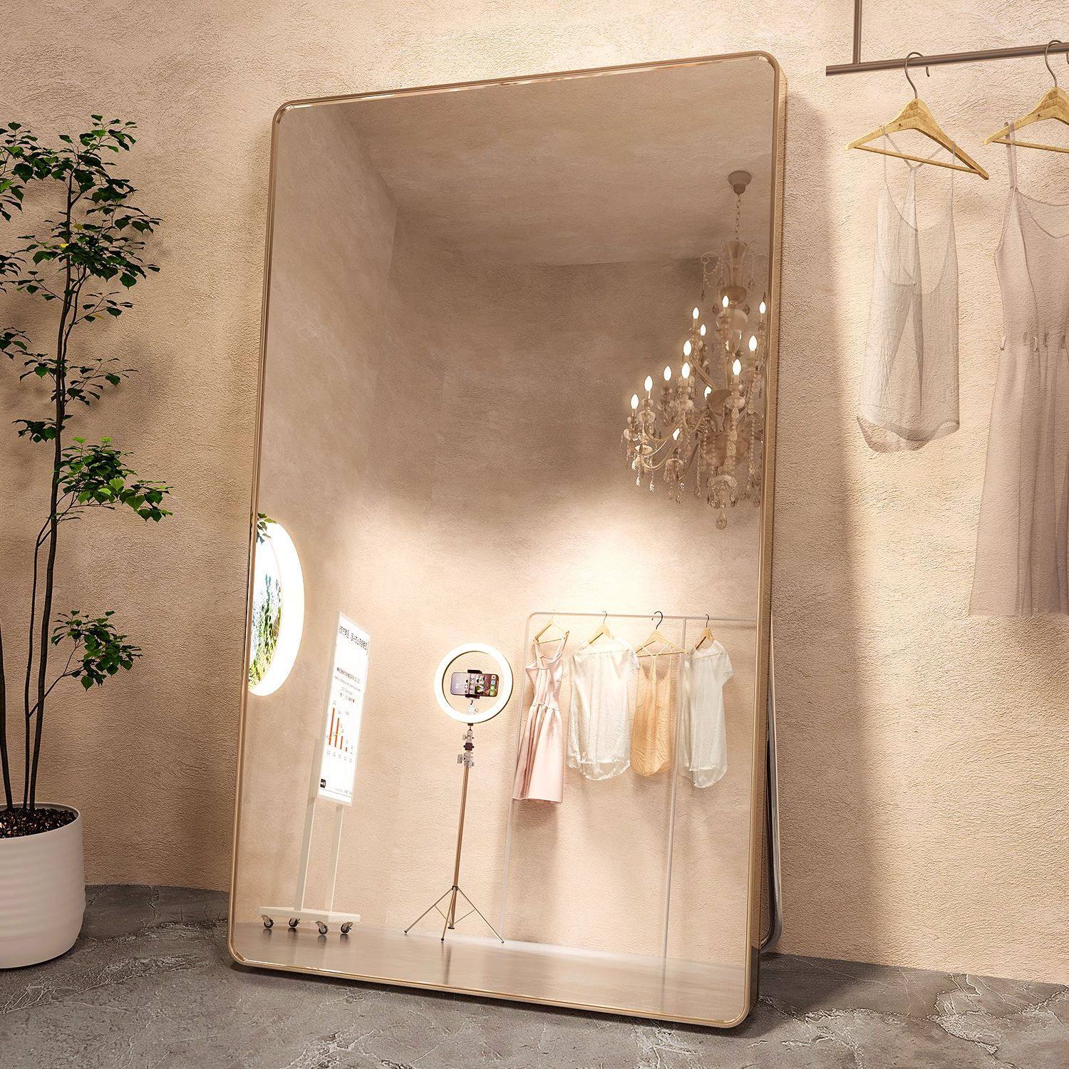 专用女生卧室试衣镜显瘦显高落地镜全身镜子美颜家用服装店穿衣镜