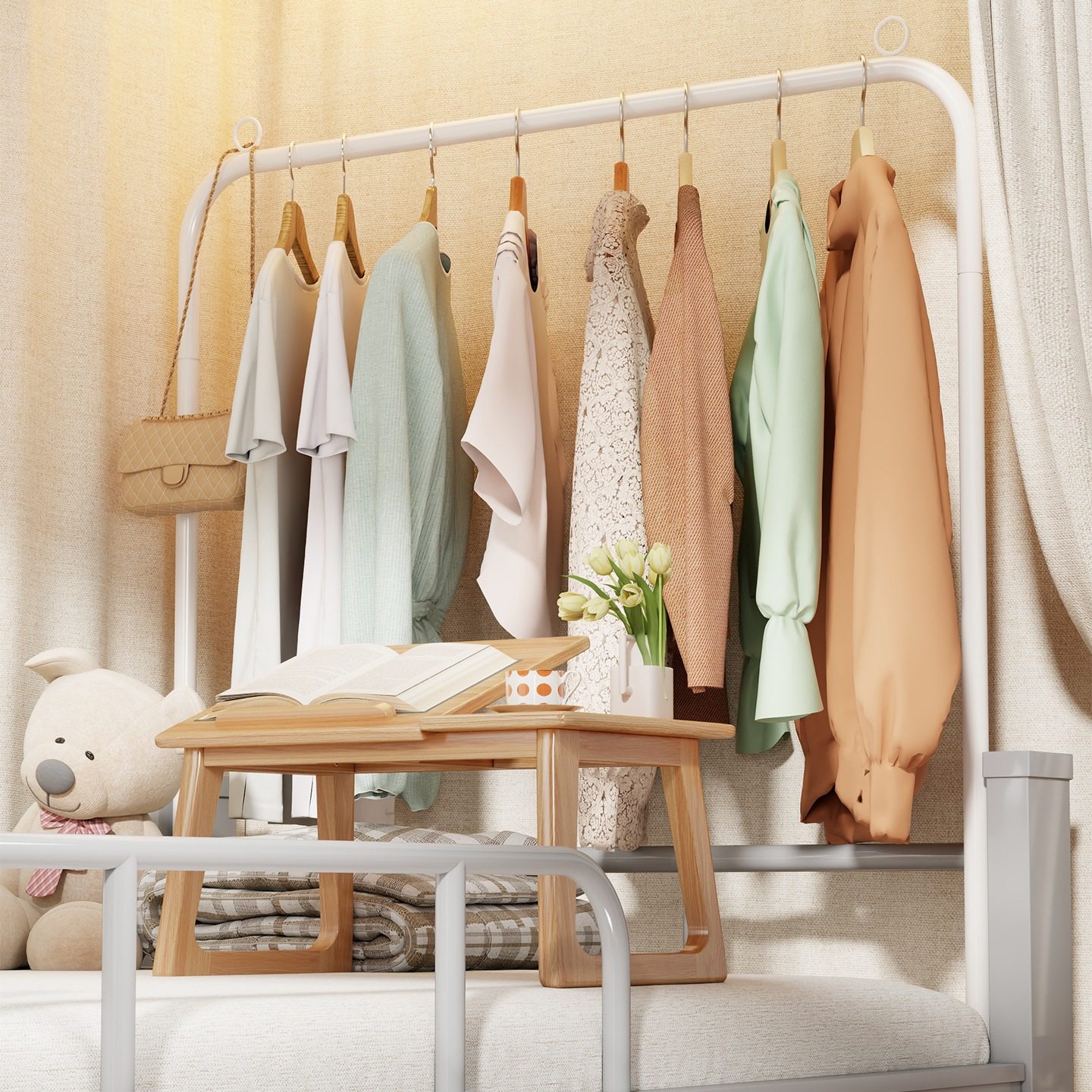 宿舍床上挂衣架学生寝室床尾衣帽架收纳神器上下铺床头晾衣杆好物