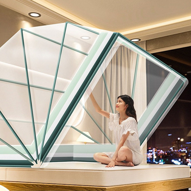 *折叠蚊帐家用卧室免安装新款蒙古包单人学生宿舍防摔全罩蚊帐