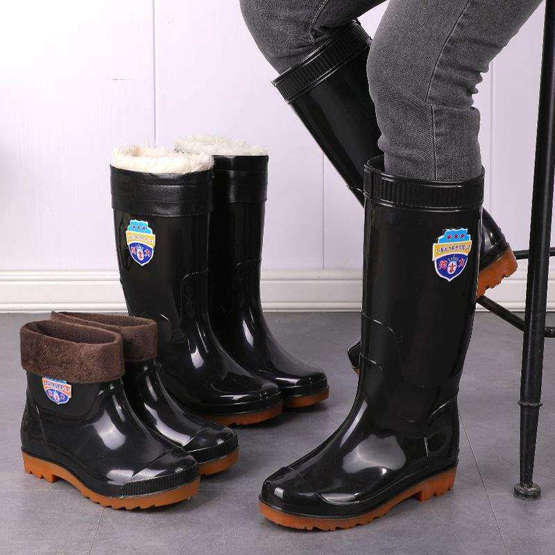 男士雨鞋加棉加绒冬天可拆卸牛筋底加厚耐磨雨靴高中低筒保暖水鞋