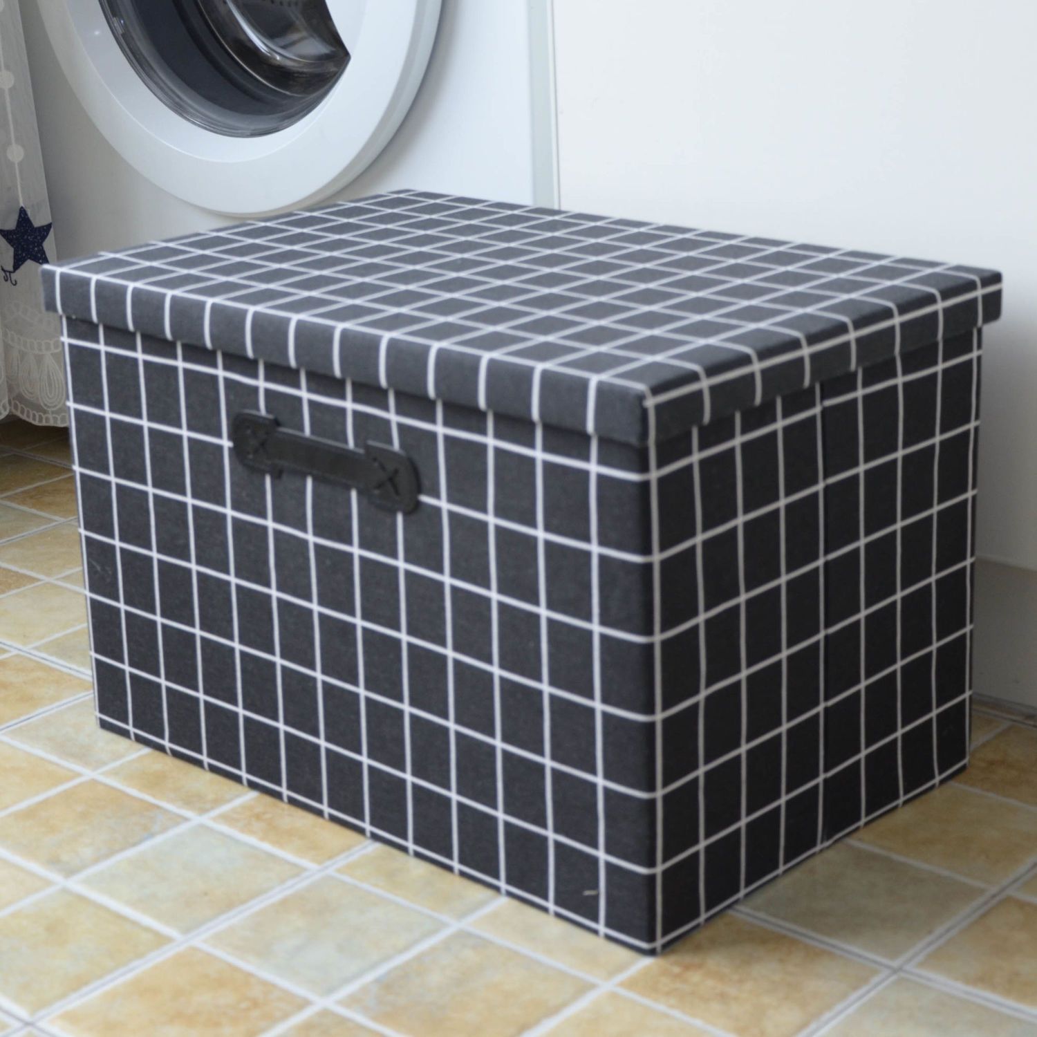 收纳箱可折叠衣物整理箱布艺棉麻带盖带提手收纳盒衣柜储物箱子