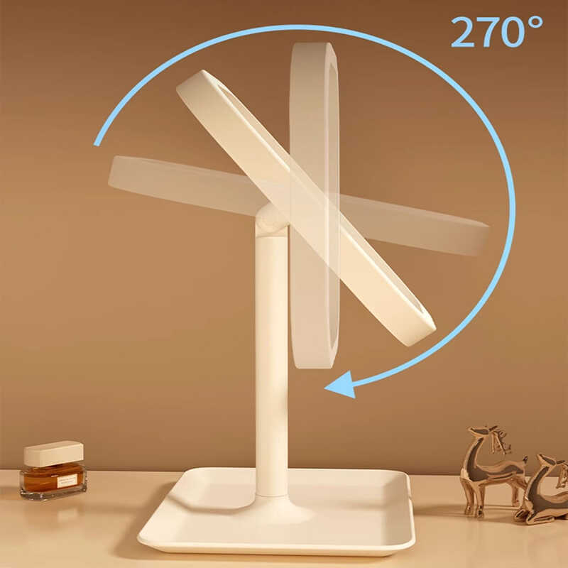 A18LED化妆镜高清镜梳妆台可充电卧室led带灯学生宿舍桌面补光梳