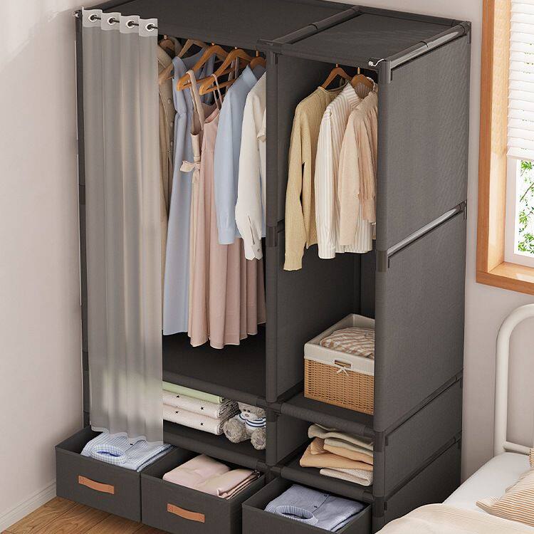 简易衣柜家用卧室布衣柜出租房用结实耐用小房间收纳柜子加厚衣橱