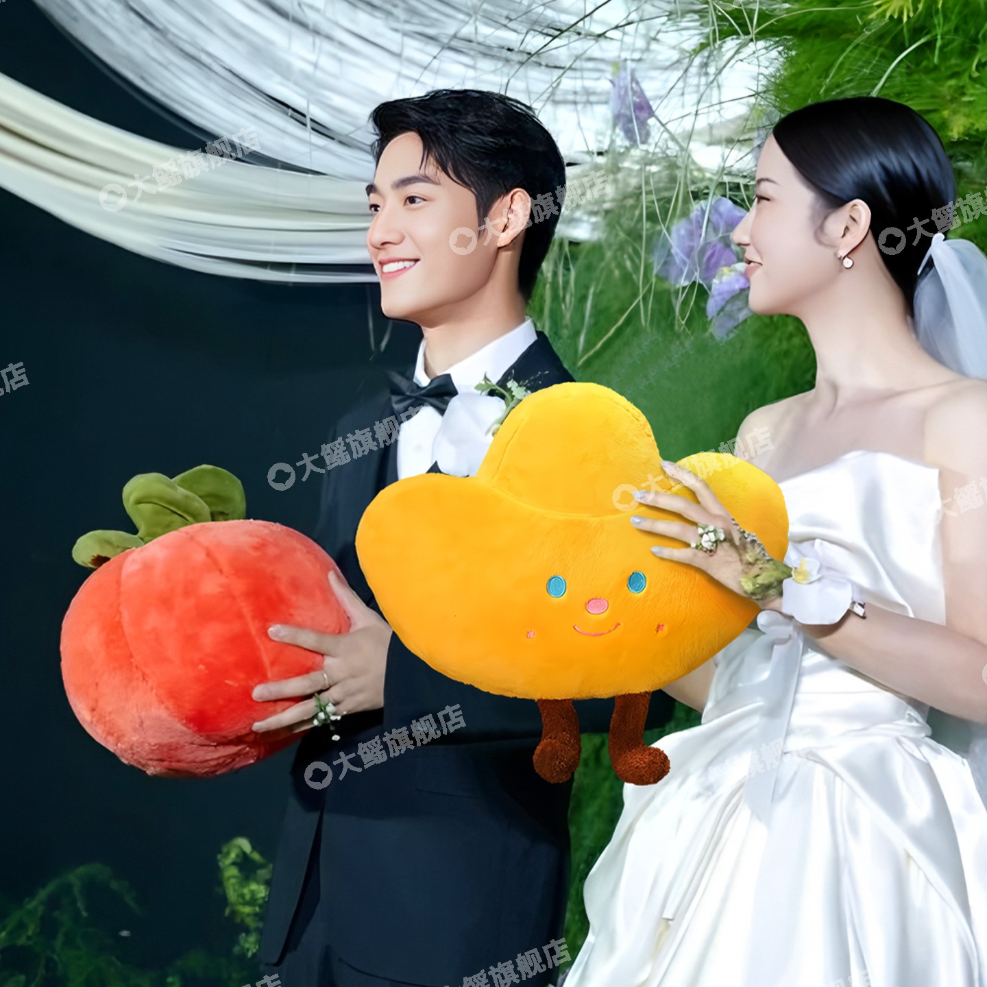 结婚礼新娘手捧花玩偶手抛洒好事发生菜元宝发财柿子如意抱枕毛绒