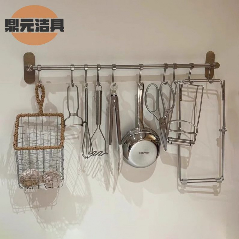 厨房挂钩一排架子置物架壁挂式304不锈钢挂杆刀架