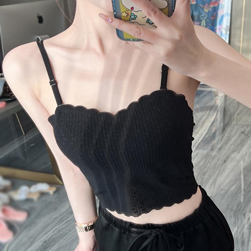 美背小吊带背心女夏季带胸垫上衣设计感小众打底裹胸抹胸乳胶内衣