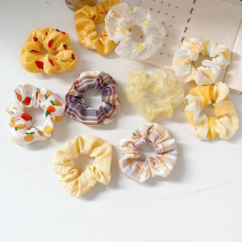 3/5/Pcs Silk Scrunchies Print Scrunchie Set Elastic 大肠发圈