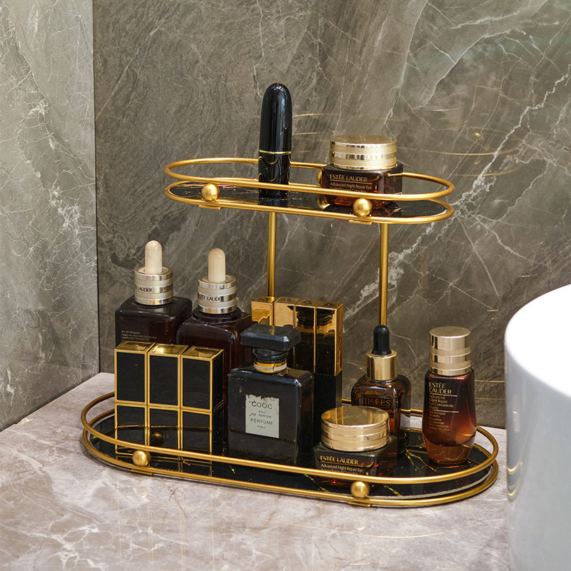 桌面收纳架多层木质复古置物架展示架轻奢浴室卫生间化妆品置物架