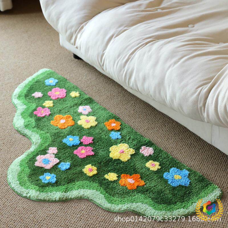 ?植绒地毯簇绒地毯卧室床边地毯客厅耐脏易打理苔藓地毯