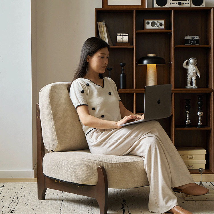 单人沙发椅轻奢高级感小户型懒人沙发客厅阳台奶油风极简休闲椅子