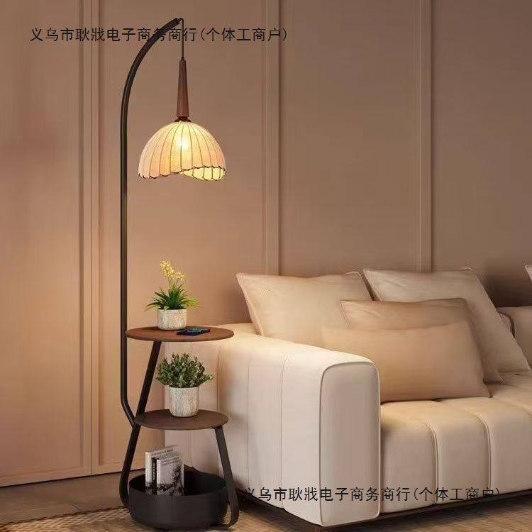 法式中古风落地灯客厅沙发旁置物架高级感复古卧室床头柜一体台灯,家装灯饰光源,装饰落地灯,淘宝优惠券,粉丝福利购,淘宝优惠卷