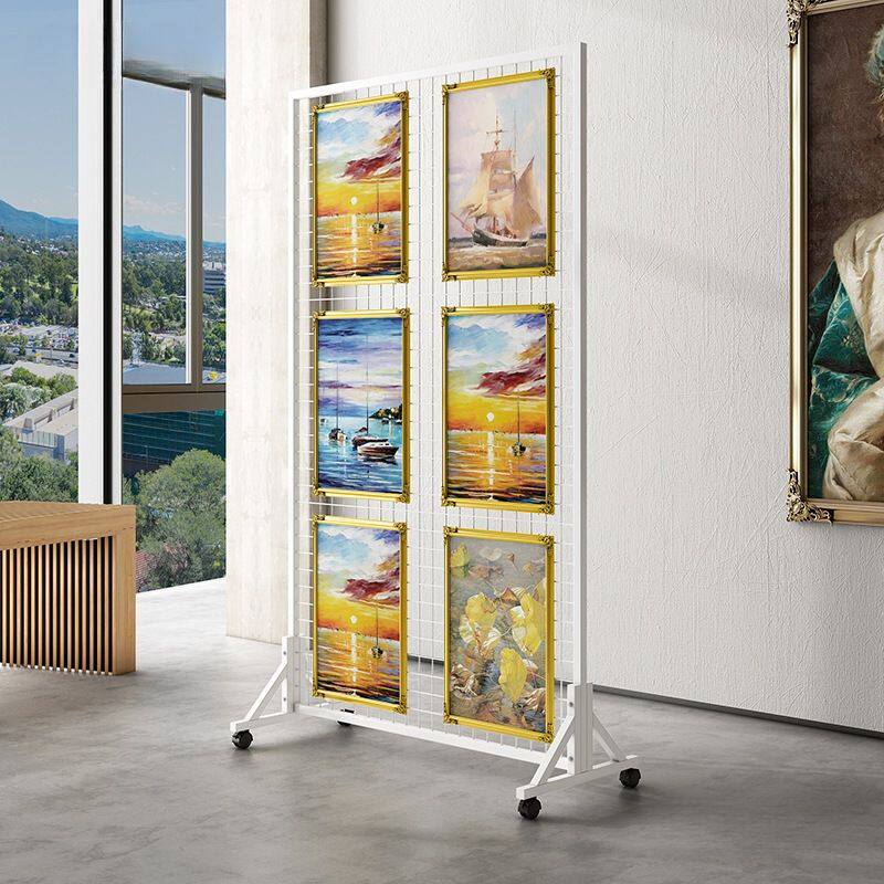 新款落地可移动带轮网架网格展示架收纳展览挂架加厚金属材质