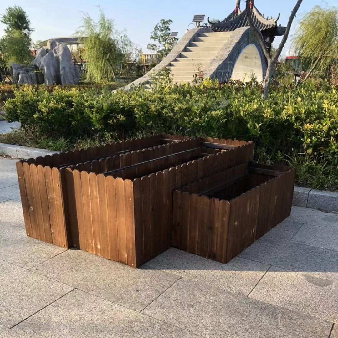 防腐木花箱碳化长方形种菜花盆特大阳台实木花槽户外种植箱寿威东