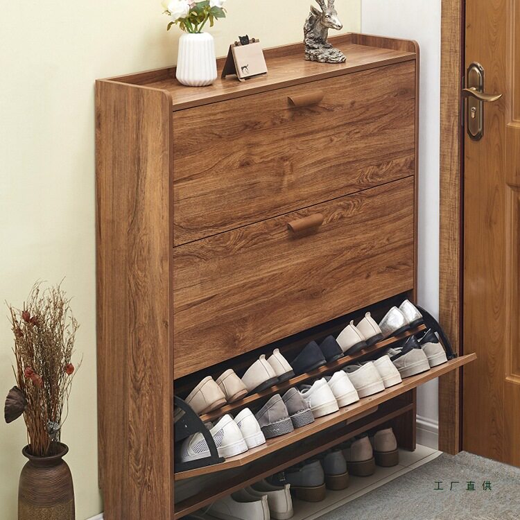 鞋柜17cm经济型家用门口多功能组装简约现代门口翻斗式小鞋柜